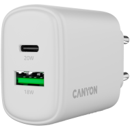 CANYON charger OnCharge 200 20W 1xPD 1xQC EU White Адаптер за Захранване