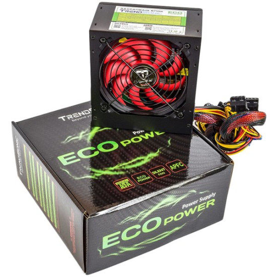 TS Eco Power Supply TrendSonic AC 115/230V, 50/60Hz, DC 3.3/5/12V, 600W, 20+4 pin, 4 x SATA, 2 x IDE, 1XPCIE6P, Cable Length: 450mm, power cable 1.5M incl., 1x120,Efficiency 80% Захранване