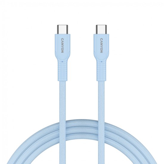CANYON cable OnWire 60CL C-C 60W COLOR Braided 1m Light Blue USB Кабели