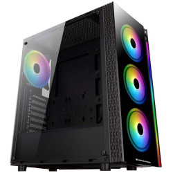 Chassis Poseidon EN42272, ATX, M-ATX, Mini-ITX, USB3.0x2, USB2.0x2, Front & Left Tempered Glass, Front Rainbow LED Stripe, CY120 RGB Fansx4 (Fx3 & Rx1) Шаси