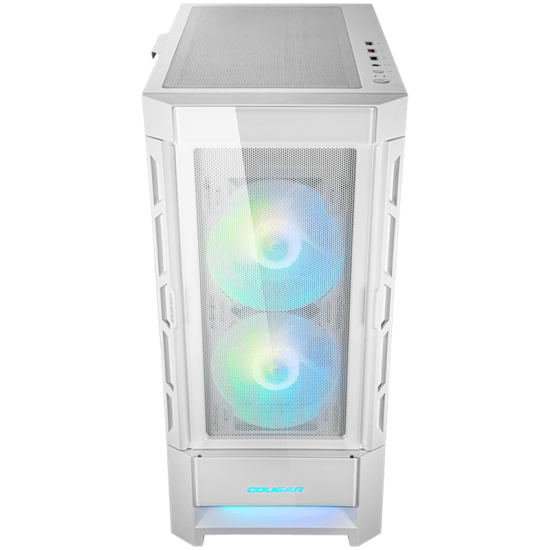COUGAR DUOFACE RGB (White), Mid Tower, Tempered Glass + Mesh Front Panels, 3x 140 ARGB Fans, RGB Button, 4mm Tempered Glass, Mini ITX / Micro ATX / ATX, USB 3.0 x 2, USB 2.0 x 1, Mic + Audio x 1 Шаси