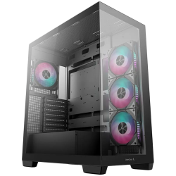 DeepCool CG580 4F, Mid Tower, Mini-ITX/Micro-ATX/ATX, Rear Connector support, 2xUSB3.0, 1x Type-C Gen2, 1xAudio, 3x120mm ARGB Reverse Fans, 1x120mm ARGB Fan, Tempered Glass, Mesh Panel, Black, R-CG580-BKADA4-G-1 Шаси