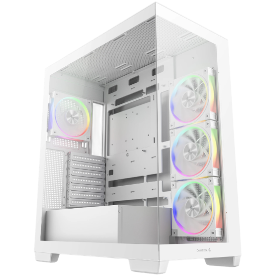 DeepCool CG580 4F WH V2, Mid Tower, Mini-ITX/Micro-ATX/ATX, Rear Connector support, 2xUSB3.0, 1x Type-C Gen2, 1xAudio, 3x120mm ARGB Reverse Fans, 1x120mm ARGB Fan, Tempered Glass, Mesh Panel, White, R-CG580-WHADA4-G-2, 2Y Шаси
