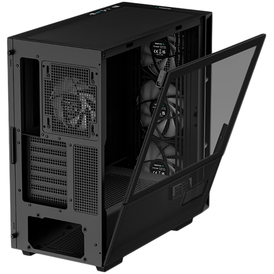 DeepCool CH560 Digital, Mid Tower, Mini-ITX/Micro-ATX/ATX/E-ATX, 1xUSB3.0, 1xType-C, 1xAudio, 3x140mm + 1x120mm Pre-Installed ARGB Fans, Tempered Glass, Mesh Panels, Dual-Status Digital Display, GPU Support Arm, Black, R-CH560-BKAPE4D-G-1 Шаси