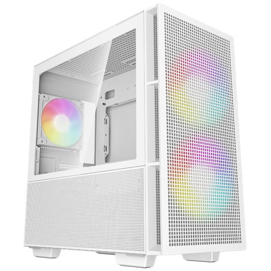 DeepCool CH360 WH, Mini Tower, Mini-ITX/Micro-ATX, 1x USB3.0, 1x Audio, 1x Type-C, Pre-Installed 2x140mm ARGB Fans + 1x120 ARGB Fan, Tempered Glass, Mesh Panel, GPU Support Arm, White, R-CH360-WHAPE3-G-1 Шаси