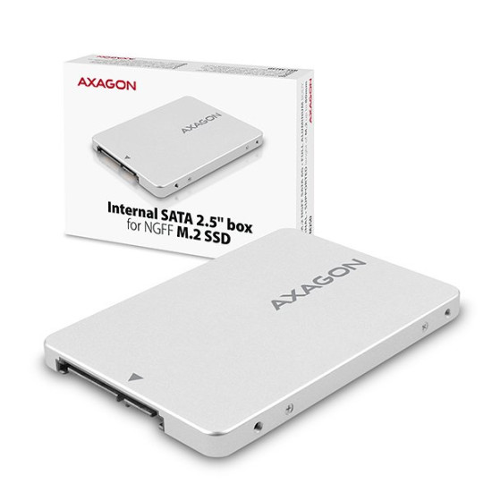 AXAGON RSS-M2SD SATA - M.2 SSD SATA, up to 80mm SSD, ALU body Чекмедже за диск