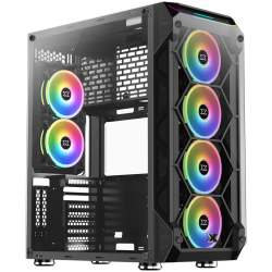Chassis Overtake EN43477, E-ATX, ATX, M-ATX, USB3.0x2, USB2.0x2, Front & Left & Right Tempered Glass, Rainbow LED Bar, 6PCS CY120 Fans (Frontx4 & Rearx2) Шаси