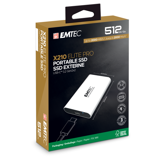 EMTEC SSD 512GB EXT USB3.2 WHITE