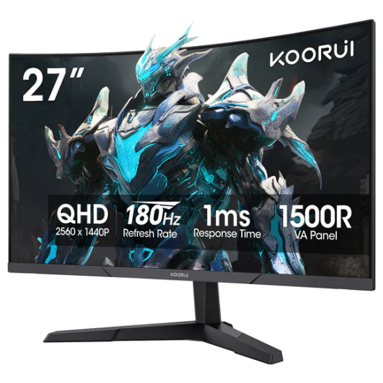 KOORUI 27 QHD VA 180Hz 1ms 16:9 HDMI DP FREESYNC CURVED
