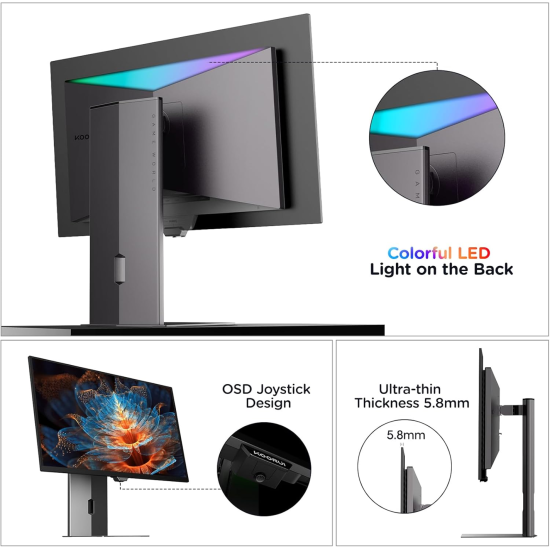 KOORUI 27 QHD OLED 240Hz 0.03ms 16:9 HDMI DP HDR PIVOT SWIVEL