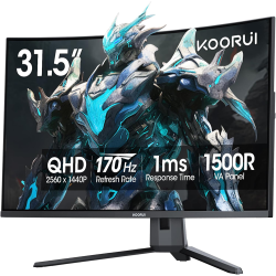 KOORUI 31.5 QHD 170Hz VA 1ms 16:9 HDMI DP FREESYNC CURVED