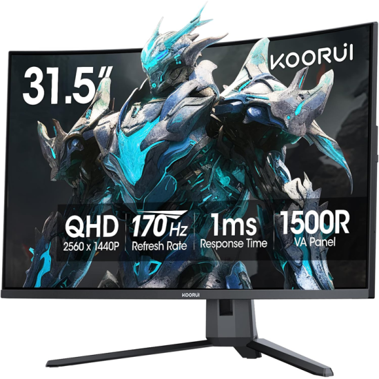 KOORUI 31.5 QHD 170Hz VA 1ms 16:9 HDMI DP FREESYNC CURVED