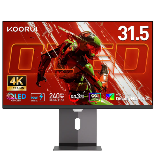 KOORUI 32 4K UHD 240Hz OLED 0.03ms 16:9 HDMI DP USB-C PIVOT SWIVEL
