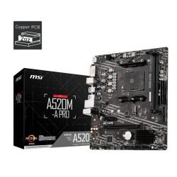 MSI A520 2xDDR4 4xSATA3         HDMI DVI     1xM2 GLAN 1xPCIEx16 1xPCIEx1           