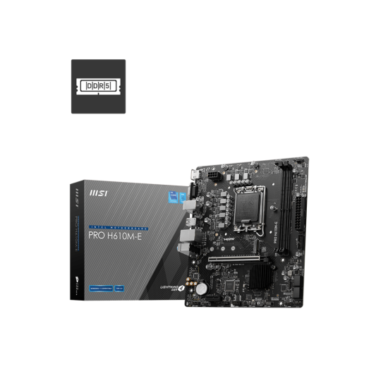 MSI H610 2xDDR5  4xSATA3           HDMI        VGA 1xM2 GLAN        1xPCIEx16 1xPCIEx1