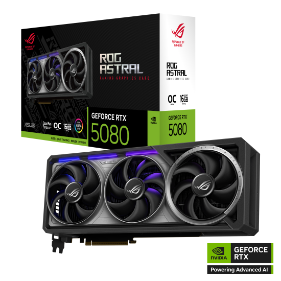 Graphic card ASUS ROG ASTRAL GeForce RTX 5080 OC 16GB GDDR7 Graphic card ASUS ROG ASTRAL GeForce RTX 5080 OC 16GB GDDR7