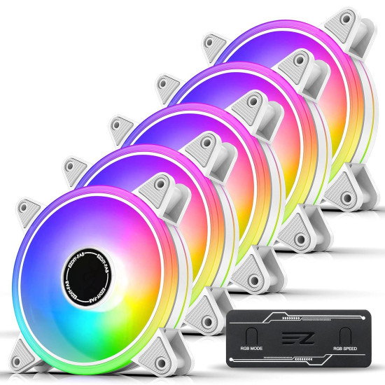 Fans EZDIY-FAB Moonlight White RGB PWM 120mm - 5 Pack Fans EZDIY-FAB Moonlight White RGB PWM 120mm - 5 Pack