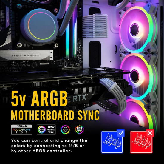 Fans EZDIY-FAB Moonlight White RGB PWM 120mm - 5 Pack Fans EZDIY-FAB Moonlight White RGB PWM 120mm - 5 Pack