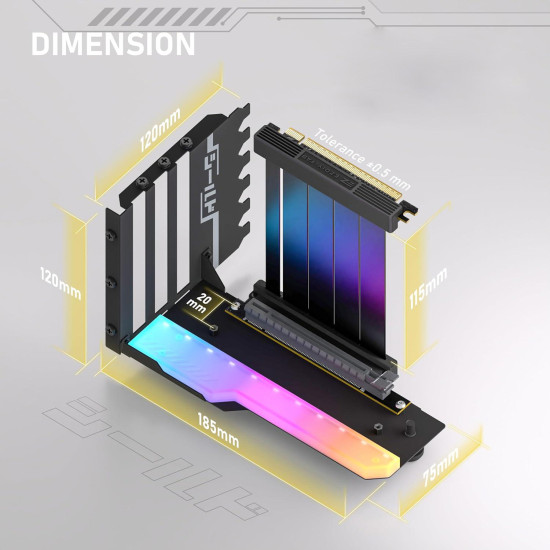 Брекет за вертикален монтаж на GPU EZDIY-FAB RGB PCIe 4.0 Riser Cable 90° Брекет за вертикален монтаж на GPU EZDIY-FAB RGB PCIe 4.0 Riser Cable 90°