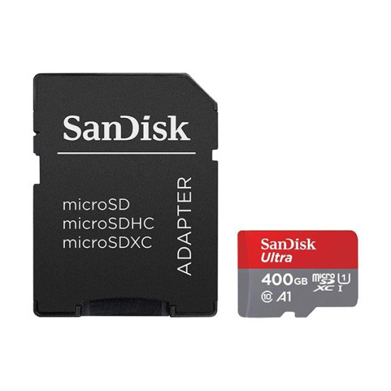 SanDisk Карта памет Ultra microSDXC,400GB + SD Adapter + 98MB/s Class 10 UHS-I A1 SanDisk Карта памет Ultra microSDXC,400GB + SD Adapter + 98MB/s Class 10 UHS-I A1