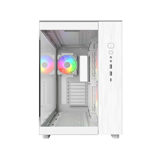 Montech кутия KING 65 Pro, Dual Chamber Mid-tower Case, 3 ARGB Fans, White Montech кутия KING 65 Pro, Dual Chamber Mid-tower Case, 3 ARGB Fans, White
