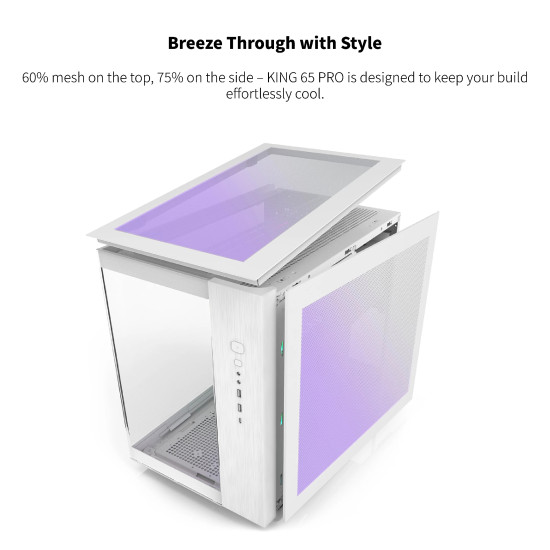 Montech кутия KING 65 Pro, Dual Chamber Mid-tower Case, 3 ARGB Fans, White Montech кутия KING 65 Pro, Dual Chamber Mid-tower Case, 3 ARGB Fans, White