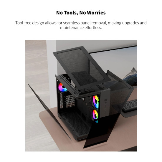 Montech кутия KING 65 Pro, Dual Chamber Mid-tower Case, 3 ARGB Fans, Black Montech кутия KING 65 Pro, Dual Chamber Mid-tower Case, 3 ARGB Fans, Black
