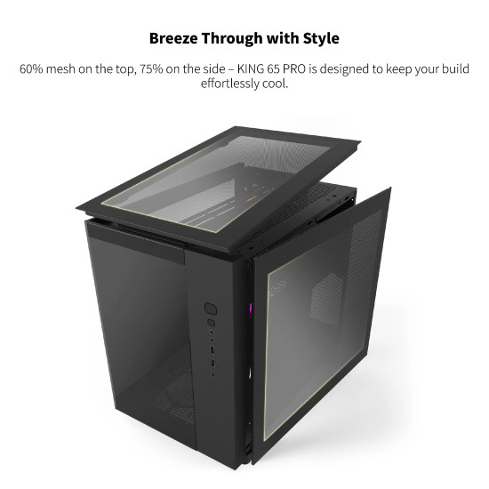 Montech кутия KING 65 Pro, Dual Chamber Mid-tower Case, 3 ARGB Fans, Black Montech кутия KING 65 Pro, Dual Chamber Mid-tower Case, 3 ARGB Fans, Black