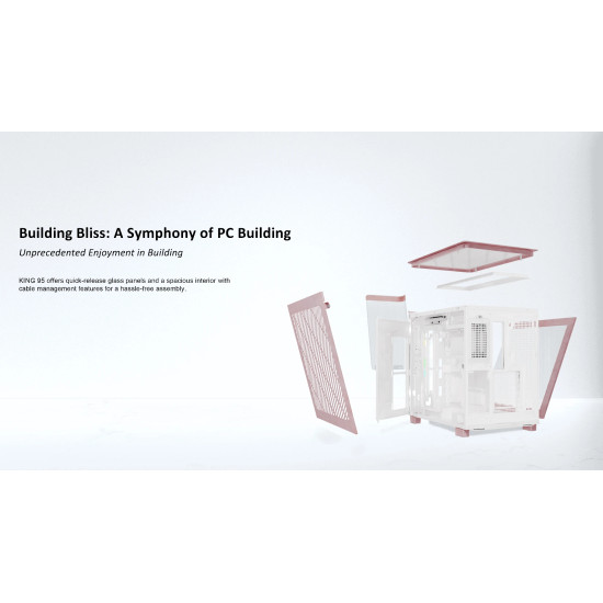 Montech кутия KING 95 Pro, Dual Chamber Mid-tower Case, 6 ARGB Fans, 2 Front Panels, Rose Gold Montech кутия KING 95 Pro, Dual Chamber Mid-tower Case, 6 ARGB Fans, 2 Front Panels, Rose Gold