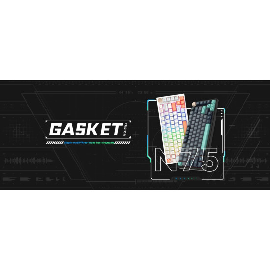 VGN безжична геймърска механична клавиатура Wireless Gaming Mechanical Keyboard - N75 PRO Caribbean Blue - Kailh Vaporwave Switches, RGB VGN безжична геймърска механична клавиатура Wireless Gaming Mechanical Keyboard - N75 PRO Caribbean Blue - Kailh Vaporwave Switches, RGB