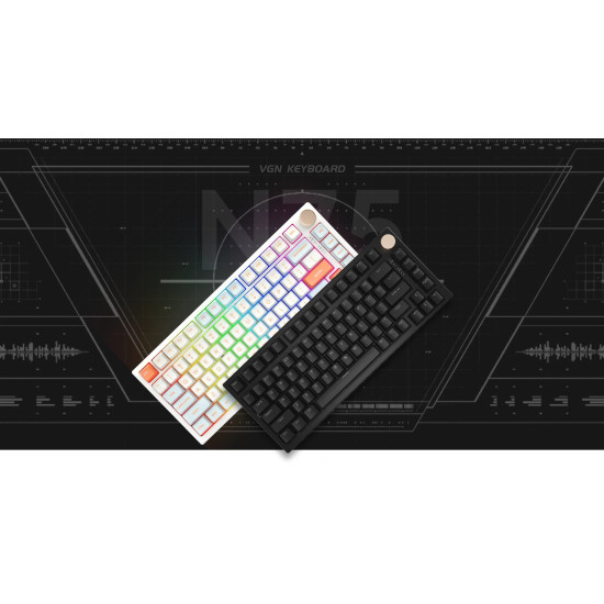 VGN безжична геймърска механична клавиатура Wireless Gaming Mechanical Keyboard - N75 PRO Jelly Orange - Azure Switches, RGB VGN безжична геймърска механична клавиатура Wireless Gaming Mechanical Keyboard - N75 PRO Jelly Orange - Azure Switches, RGB