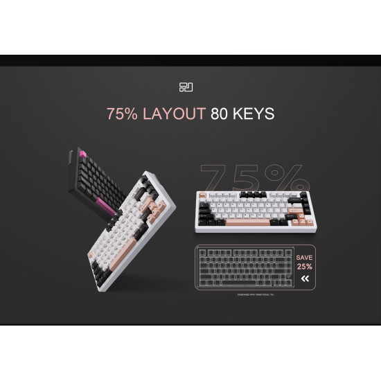 VGN безжична геймърска механична клавиатура Wireless Gaming Mechanical Keyboard - VXE75 V2 Misty Purple - Aniya Switches, BT5.0, 2.4G, Aluminium VGN безжична геймърска механична клавиатура Wireless Gaming Mechanical Keyboard - VXE75 V2 Misty Purple - Aniya Switches, BT5.0, 2.4G, Aluminium