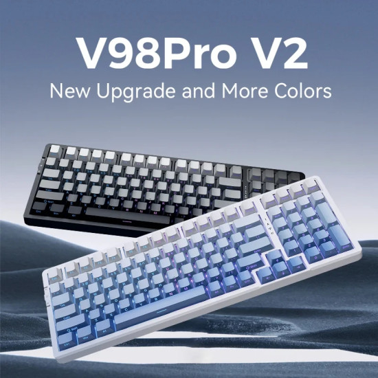 VGN безжична геймърска механична клавиатура Wireless Gaming Mechanical Keyboard - V98 PRO V2 Limited Black Glow - Kailh Arctic Switches, BT5.0, 2.4G, RGB VGN безжична геймърска механична клавиатура Wireless Gaming Mechanical Keyboard - V98 PRO V2 Limited Black Glow - Kailh Arctic Switches, BT5.0, 2.4G, RGB