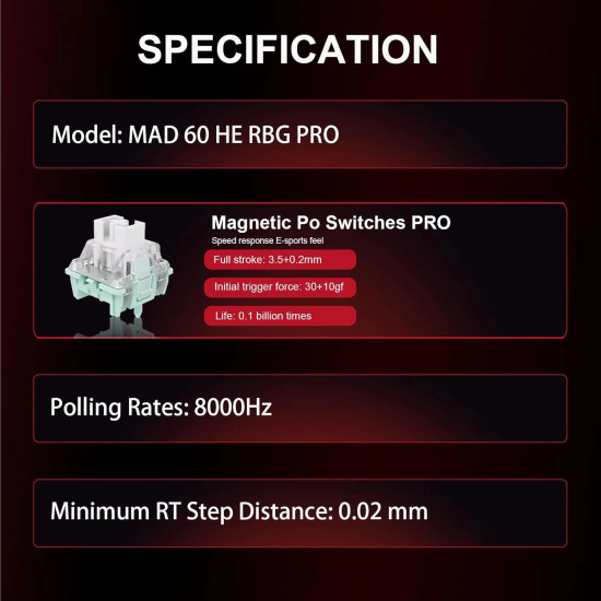 Madlions професионална геймърска механична клавиатура Professional Gaming Mechanical Keyboard MAD 60 HE RGB - 1K, Magnetic Amber Pro Switches - Black Madlions професионална геймърска механична клавиатура Professional Gaming Mechanical Keyboard MAD 60 HE RGB - 1K, Magnetic Amber Pro Switches - Black