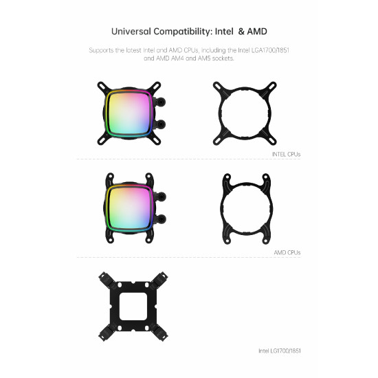 Geometric Future водно охлаждане Water Cooling - Eskimo Pro 360 Black - Addressable RGB, LGA1851/AM5 Geometric Future водно охлаждане Water Cooling - Eskimo Pro 360 Black - Addressable RGB, LGA1851/AM5