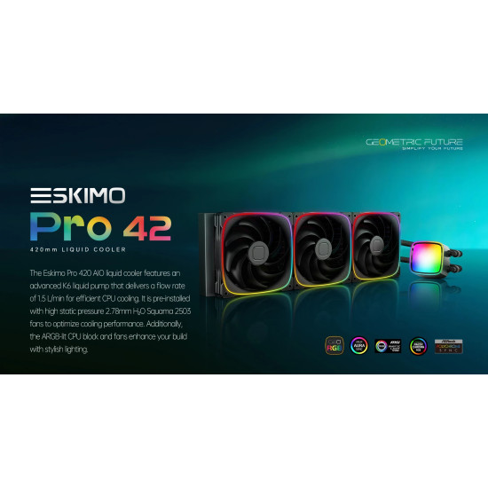 Geometric Future водно охлаждане Water Cooling - Eskimo Pro 420 White - Addressable RGB, LGA1851/AM5 Geometric Future водно охлаждане Water Cooling - Eskimo Pro 420 White - Addressable RGB, LGA1851/AM5