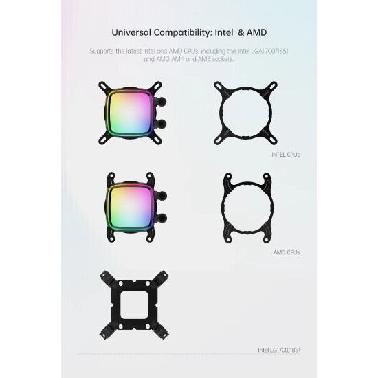 Geometric Future водно охлаждане Water Cooling - Eskimo Pro 420 White - Addressable RGB, LGA1851/AM5 Geometric Future водно охлаждане Water Cooling - Eskimo Pro 420 White - Addressable RGB, LGA1851/AM5
