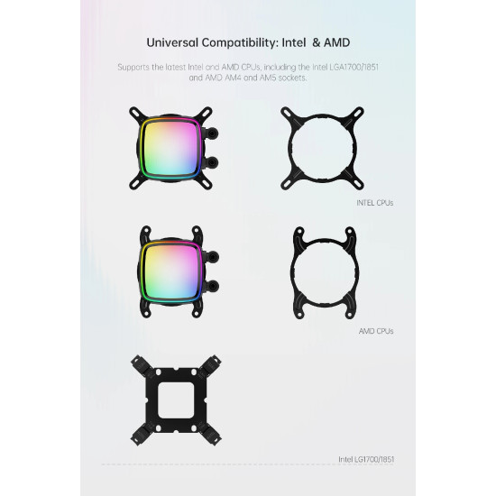 Geometric Future водно охлаждане Water Cooling - Eskimo Pro 420 Black - Addressable RGB, LGA1851/AM5 Geometric Future водно охлаждане Water Cooling - Eskimo Pro 420 Black - Addressable RGB, LGA1851/AM5