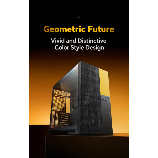 Geometric Future кутия Case EATX - Model 5 Vent Black/Yellow - 5 x 140 mm aRGB fans included Geometric Future кутия Case EATX - Model 5 Vent Black/Yellow - 5 x 140 mm aRGB fans included