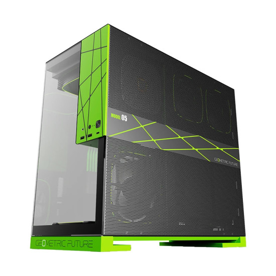 Geometric Future кутия Case EATX - Model 5 Black/Green, NVIDIA style limited edition - 5 x 140 mm aRGB fans included Geometric Future кутия Case EATX - Model 5 Black/Green, NVIDIA style limited edition - 5 x 140 mm aRGB fans included