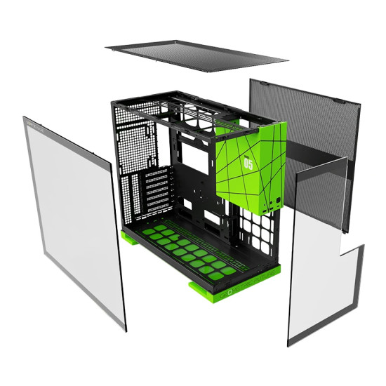 Geometric Future кутия Case EATX - Model 5 Black/Green, NVIDIA style limited edition - 5 x 140 mm aRGB fans included Geometric Future кутия Case EATX - Model 5 Black/Green, NVIDIA style limited edition - 5 x 140 mm aRGB fans included