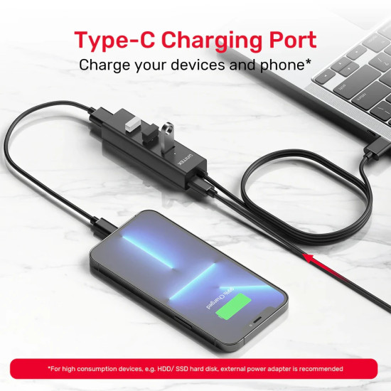 Unitek хъб USB3.0 HUB 4 port, 1.2m cable, aux USB-C power input - Y-3089V01 Unitek хъб USB3.0 HUB 4 port, 1.2m cable, aux USB-C power input - Y-3089V01