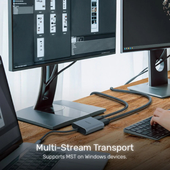 Unitek Адаптер Adapter USB-C M to DisplayPort x 2 F - 8K@30Hz, MST - V1404A Unitek Адаптер Adapter USB-C M to DisplayPort x 2 F - 8K@30Hz, MST - V1404A