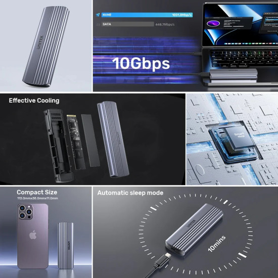 Unitek външна кутия за диск Storage - Case - M.2 NVMe M-key 10 Gbps - S1241B Unitek външна кутия за диск Storage - Case - M.2 NVMe M-key 10 Gbps - S1241B
