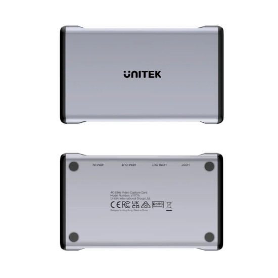 Unitek външна кепчър карта Video Capture Card - 4K@60Hz, Aluminium - V1177AGY01 Unitek външна кепчър карта Video Capture Card - 4K@60Hz, Aluminium - V1177AGY01