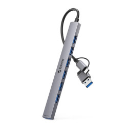 Orico хъб HUB USB-C/USB-A 7 port - USB3.0 x 1, USB2.0 x 6 - YSA2-U3-GY Orico хъб HUB USB-C/USB-A 7 port - USB3.0 x 1, USB2.0 x 6 - YSA2-U3-GY