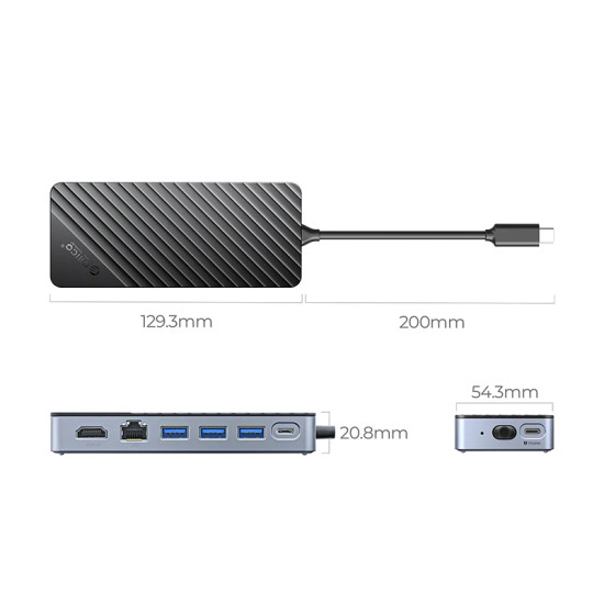 Orico докинг станция Portable Docking station M.2 SATA/NVMe - HDMI, USB3.2-A x 1, USB-C (10Gbps) x 1,USB-C (PD100W), USB2.0-A x 2, LAN - OM28PR-G2-BK Orico докинг станция Portable Docking station M.2 SATA/NVMe - HDMI, USB3.2-A x 1, USB-C (10Gbps) x 1,USB-C (PD100W), USB2.0-A x 2, LAN - OM28PR-G2-BK