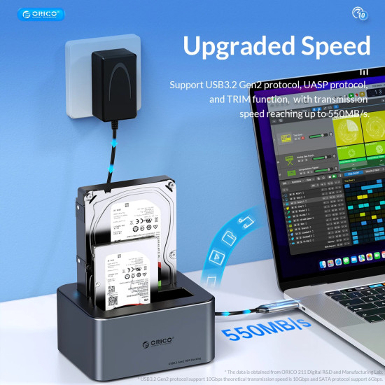 Orico докинг станция Storage - HDD/SSD Dock - 2 BAY Offline Clone 2.5/3.5 USB-C/USB-A - 6626C3-C-V1 Orico докинг станция Storage - HDD/SSD Dock - 2 BAY Offline Clone 2.5/3.5 USB-C/USB-A - 6626C3-C-V1