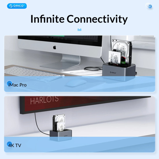 Orico докинг станция Storage - HDD/SSD Dock - 2 BAY Offline Clone 2.5/3.5 USB-C/USB-A - 6626C3-C-V1 Orico докинг станция Storage - HDD/SSD Dock - 2 BAY Offline Clone 2.5/3.5 USB-C/USB-A - 6626C3-C-V1