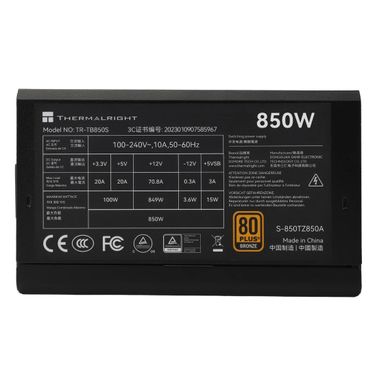 Thermalright захранване PSU ATX 3.0 850W Bronze - TR-TB850S Thermalright захранване PSU ATX 3.0 850W Bronze - TR-TB850S